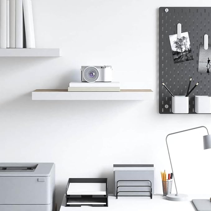 Floating Wall Shelf Oak White Honeycomb MDF 23.6x9.3x1.5 in Modern Minimalist Display Shelf for Home Office Decor