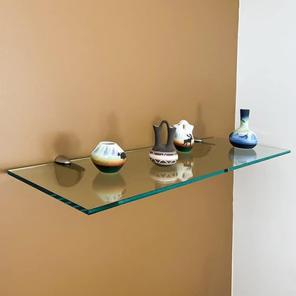 Fab Glass and Mirror 12" X 18" Rectangle Floating Clear Tempered Kit Glass Shelf,
