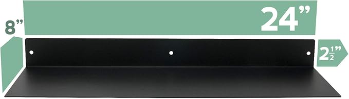 Buhbo Mitus Floating Shelf Wall Mounted (8 inch x 24 inch) Heavy Duty Industrial Modern Steel, Black