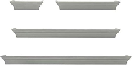MELANNCO Floating Wall Shelves for Bedroom, Living Room, Bathroom, Kitchen, Nursery, Set of 4, Gray, 4 Count
