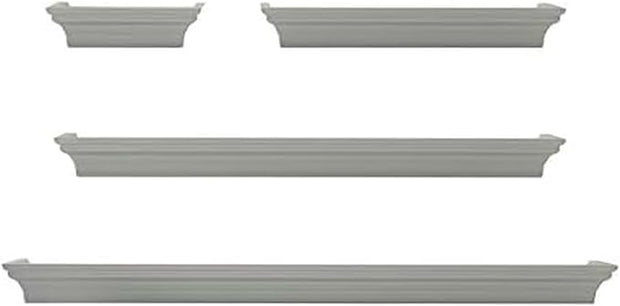 MELANNCO Floating Wall Shelves for Bedroom, Living Room, Bathroom, Kitchen, Nursery, Set of 4, Gray, 4 Count