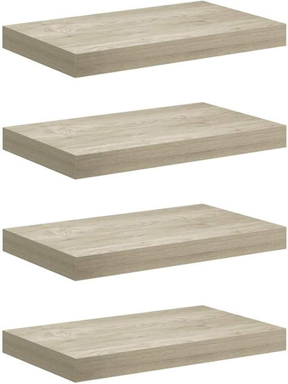 Wall Shelf Set of 4 Oak Honeycomb MDF Metal Medium Floating Shelves for Storage and Display, Space-Saving Design with Sturdy Build for Living Room Bedroom Decor