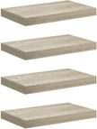 Floating Wall Shelves Set of 4, Oak Honeycomb MDF with Metal Brackets, Modern Space-Saving Storage for Books and Decor, Sturdy Easy Mount Shelving Unit for Living Room