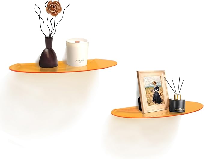 SetGame 2-Pack Acrylic Small Wall Shelves Wall Decor Wall Mounted, 12