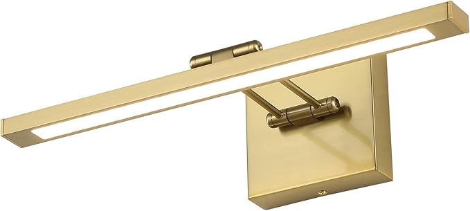 Hardwired Picture Light Brass Dimmable Modern LED Light for Pictures 15.7 Inch Long Swing Arm Art Lighting for Paintings Warm White 3000K Gallery Wall Light