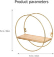 ABOOFAN Round Wall Floating Shelves, 10'' Small Gold Metal Wire Geometric Circle Organizer Wall Shelf, Space-Saving Decorative Display Floating Rack for Living Room, Office