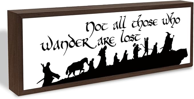 Not All Who Wonders are Lost Sign, Aesthetic Wooden Table Signs, Farmhouse Framed Wood Sign, Decorative Wooden Plaque, Home Office Decor, Shelf Table Decoration, Encouragement Gift for Women Men