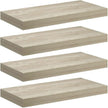Wall Shelf Set of 4 Oak Honeycomb MDF with Invisible Mounting System, Modern Floating Shelves for Living Room Bedroom Display, Durable Metal Brackets, Easy to Install