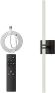Battery Operated Wall Sconce 1Pack, Black Rechargeable Wall Lights with Dimmable Remote Control, 30 Inch 3000K-6000K LED Wireless Wall Lamps for Bedroom, Hallway, Background Wall