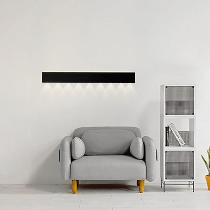 LED Wall Light, Ultra-Thin Black Metal Sconce with Mini Spotlight, Up and Down Lighting for Bedroom, Living Room, and Hallway - 3000K Warm White(80CM)