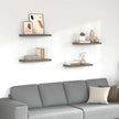 Set of 4 High Gloss Grey Floating Wall Shelves, Honeycomb MDF and Metal Construction for Home Storage and Display
