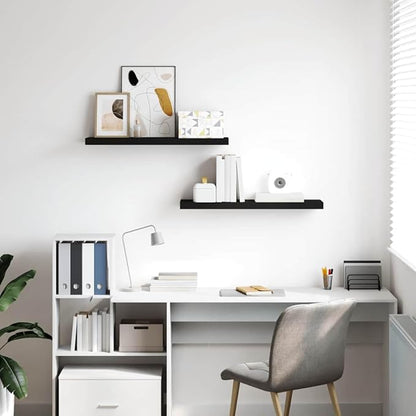 Black Honeycomb Floating Wall Shelf Set of 2, MDF and Metal Modern Shelves for Home Decor, 31.5 Inch with Matte Finish for Living Room Office