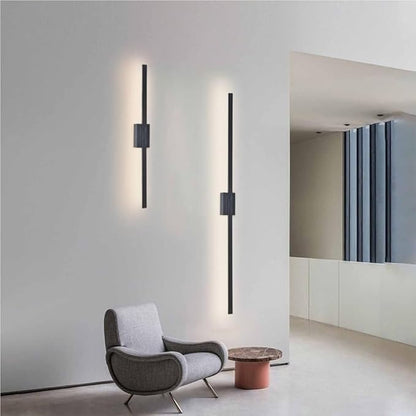 Black Linear Wall Sconce Minimalist Hardwired Indoor Wall Light Fixture for Hallway Living Room Bedroom Modern Decorative Lighting(Black,100cm)