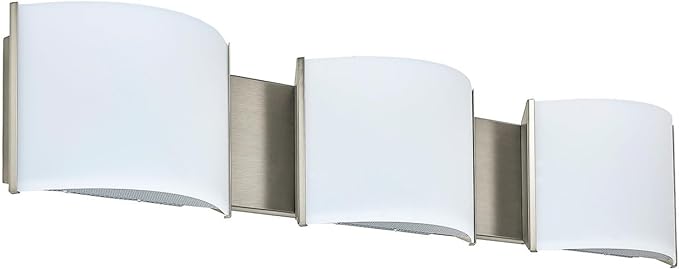 Modern LED Wall Sconce, Indoor Vanity Wall Lighting, 3-Light Bathroom Light Fixtures, Brushed Nickel for Hallway Bedroom Living Room