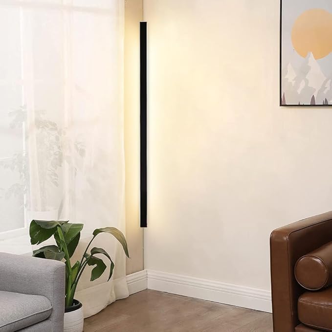 Black Linear Wall Sconce Lighting, Modern LED Wall Light Fixture, Minimalist Long Strip Wall Lamp, Interior Decoration Wall Mounted Lamp for Bedroom Bedside Living Room Corridor Stairs
