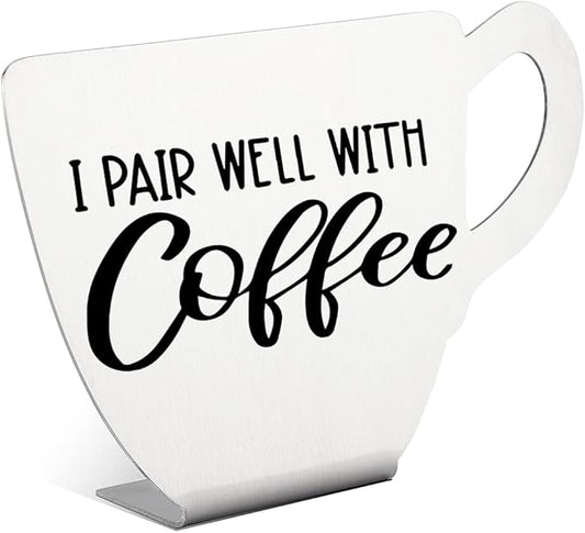 Funny Coffee Bar Sign, Modern Coffee Sign, Coffee Table Sign Gifts for Coffee Lover, Women, Friends, Vintage Coffee Plaque for Tier Tray Decor, Shelf, Coffee Station, Office, Coffee Bar (Coffee10)