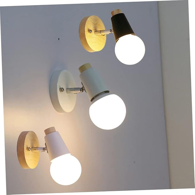 POPETPOP Minimalist Modern Solid Wood Wall Lamp Wall Sconce for Bedroom Living Porch Bathroom Space Saving Decor in White Nordic Style Fixture Without Bulb
