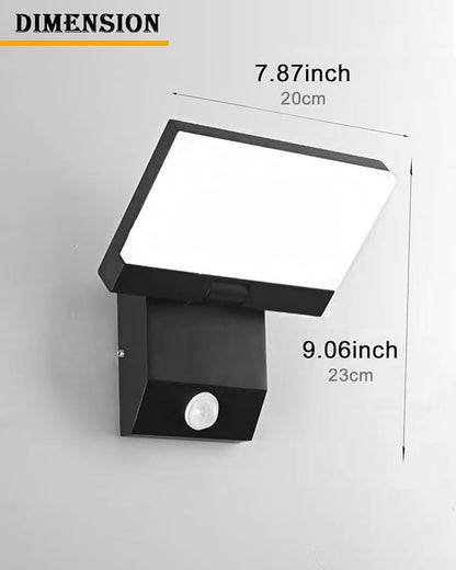 LED Motion Sensor Outdoor Lights Fixtures Wired Square 18W Modern Exterior Porch Lights Wall Sconce Light for Patio Doorway Garage Matt Black Cool White 6000K