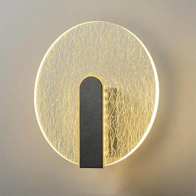 Acrylic Wall Lamp Modern Bedroom Bedside Lamp Minimalist Corridor Aisle Stair Light Study Living Room Background Wall Sconces Indoor Decoration (Round)