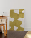 Nationcog Mustard Yellow Mid Century Wall Art, Minimalist Abstract Poster with Beige Tones, Bold Organic Shape Print, Modern Neutral Decor for Living Room or Office (Unframed) (12x18)