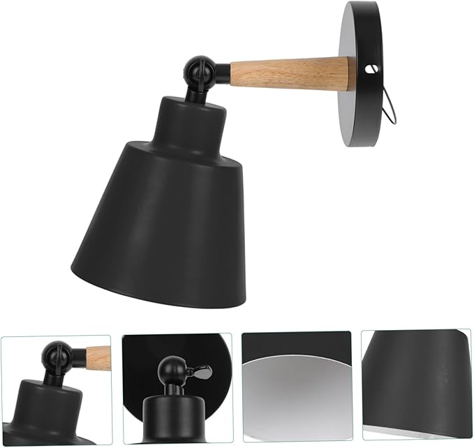 TEHAUX Nordic Modern Wall Light Black Wood Hanging Lamp Simple Chic Bedroom Wall Light for Corridor Durable Indoor Fixture with Contemporary Design