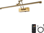 Picture Light Battery Operated with Remote LED Dimmable Picture Light for Paintings, Brass Rechargeable 24 inch Battery Operated Wall Sconce for Art Lighting Gallery Portrait Artwork