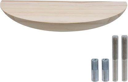 2 Pack Floating Shelves,Half Round Wood Wall Mounted Shelves for Bedroom Living Room Bathroom Kitchen Office and Plants Wall Decor,Wood