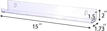 Sooyee 4 Pack 15 Inch Acrylic Invisible Kids Floating Bookshelf for Kids Room,Modern Picture Ledge Display Toy Storage Wall Shelf,Clear (4 Pack)