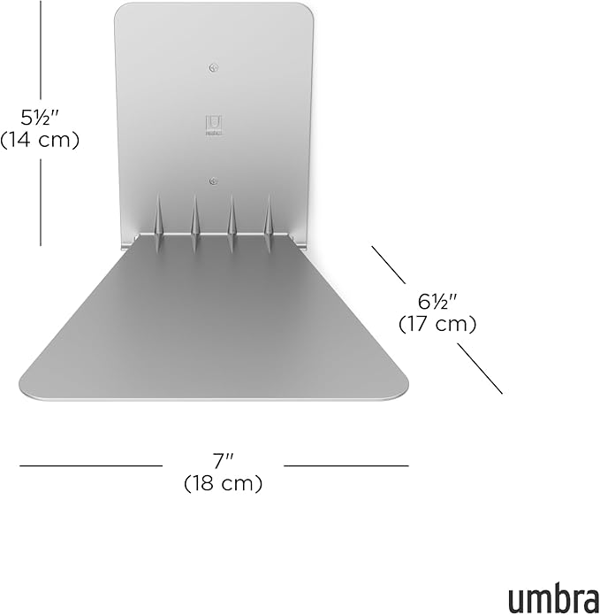 Umbra Conceal, Sturdy Metal Floating Bookshelf for Wall, Silver, Large, Set of 3