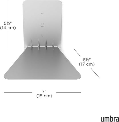 Umbra Conceal, Sturdy Metal Floating Bookshelf for Wall, Silver, Large, Set of 3