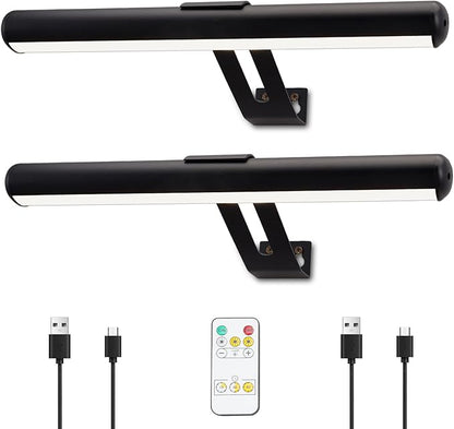 Picture Light 2 Pack, Rechargeable Picture Light for Paintings with Remotes, Wireless Picture Frame Light, 3 Lighting, 300LM Battery Operated Art Light for Display, Picture-Black