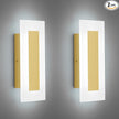 LMQNINE Modern LED Acrylic Gold Wall Sconce White Light 6000K for Bedroom Corridor Stairs Bathroom Indoor Lighting Fixture Lamps Home Room Decor (2- Pack)…