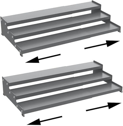 Expandable Carbon Steel Spice Rack Organizer for Pantry, Adjustable 3-Tier Ladder Shelf,Holds Up to 24 Cans,Kitchen Countertop Organizer, Rustproof Storage Rack for Spices, Cans, Sauces & Dry Goods