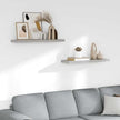Set of 2 Concrete Grey Honeycomb MDF Floating Wall Shelves with Invisible Mounting System for Modern Home Office Decor and Display Storage