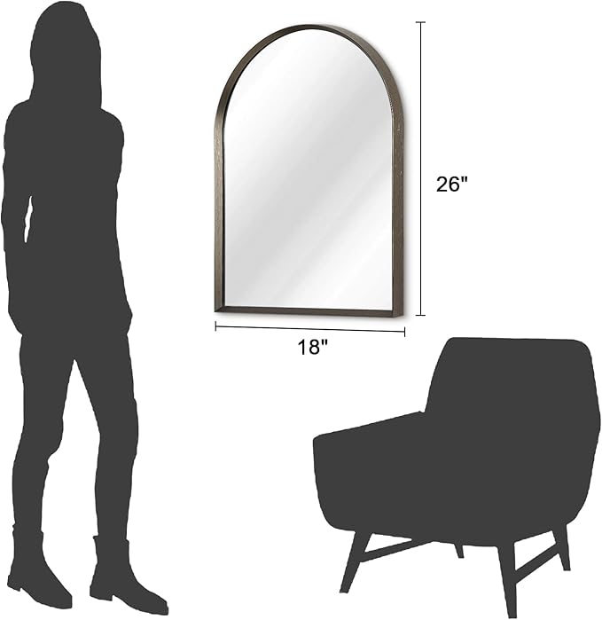 Arched Wall Mirror Bathroom Mirror Brushed Metal Vanity Wall Mounted Mirror for LivingRoom Bedroom Entryway Room Home Decor 26