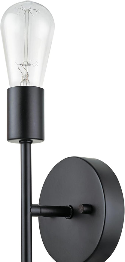 Globe Electric 2-Light Reversible Vanity Light, Matte Black, Minimalist, Open Socket, Horizontal Vertical Mount, Bathroom Lighting, 65558