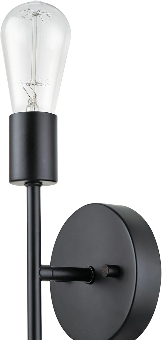 Globe Electric 2-Light Reversible Vanity Light, Matte Black, Minimalist, Open Socket, Horizontal Vertical Mount, Bathroom Lighting, 65558