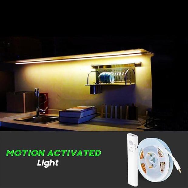 Motion Sensor Light Indoor, Closet Lights Motion Sensored, Battery Operated Cabinet Lights Strip, White Under Cabinet Lighting, Under Counter Lights for Kitchen, Led Strip Lights for Bedroom