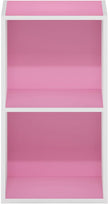 Furinno PASIR Book Shelf, 2-Tier Modern Bookshelf, Open Shelves Bookcase 9 x 12 x 21, for Living Room, Bedroom, Home Office, Pink/White