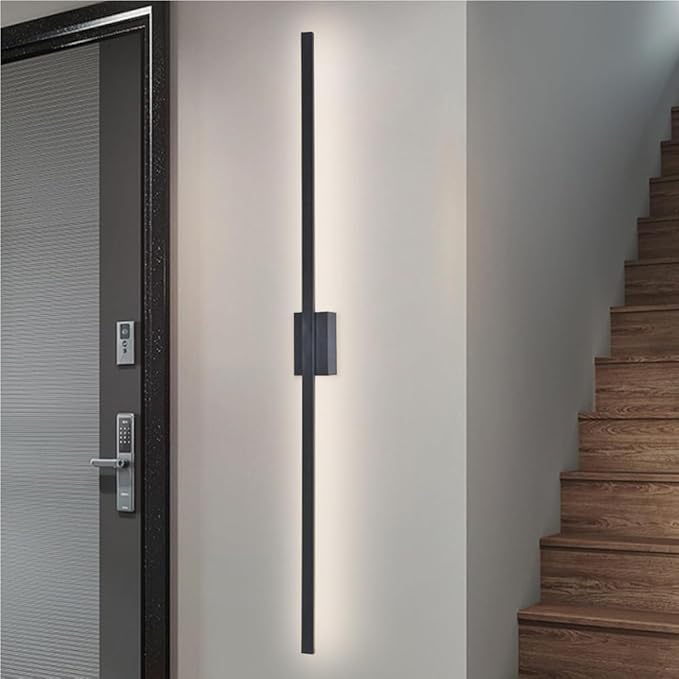 Black Linear Wall Sconce Minimalist Hardwired Indoor Wall Light Fixture for Hallway Living Room Bedroom Modern Decorative Lighting(Black,120cm)