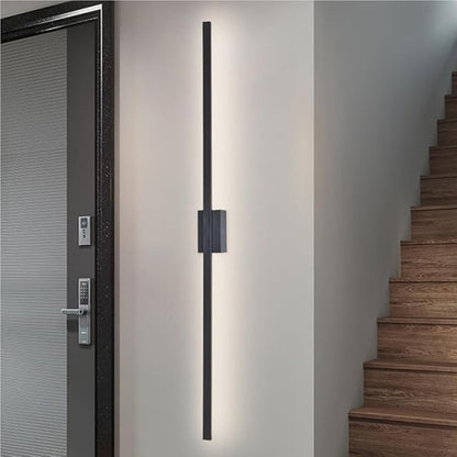 Black Linear Wall Sconce Minimalist Hardwired Indoor Wall Light Fixture for Hallway Living Room Bedroom Modern Decorative Lighting(Black,120cm)