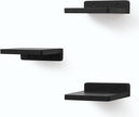 Small Floating Shelf, 5x6 Inch Display Ledges for Wall,Mini Shelves,Rustic Wood Shelf for Bedroom Living Room Bathroom Kitchen (3, Black)