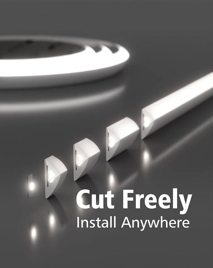 Hardwired LED Cabinet Lighting Strip -UL Listed 24V Flexible Under Shelf Light with Adhesive Backing, 5000K Cool White 810LM/M LED Strip for Closet, Pantry,72in/6ft，Power Adapter not Included