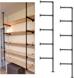 Industrial Wall Mount Iron Pipe Shelf Shelves Shelving Bracket Black Vintage Retro Ceiling Hung Shelf DIY Open Bookshelf Storage for offcie Room Kitchen (2PcsX5Tier,68