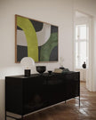 Nationcog Mid-Century Green Black Organic Lines Art, Modern Minimalist Wall Decor, Bold Beige Tones Contemporary Trendy Home Accent (Unframed) (11x14)