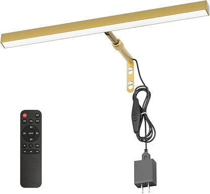 Plug in Picture Lights for Wall, 16 inch Dimmable LED Art Light with Remote, 3 Colour Temperature Gallery Painting Wall Light for Picture Display Dartboard Art Work (Gold)