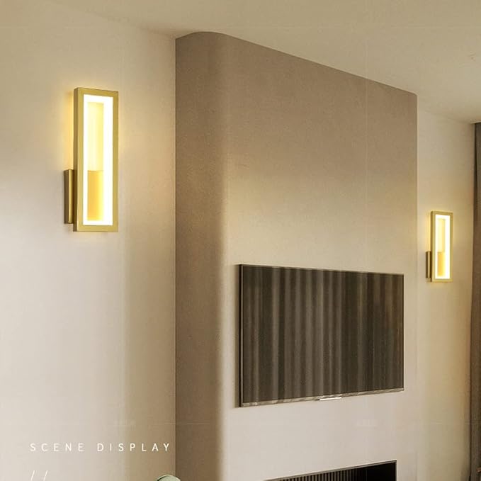 LED Wall Light Modern Metal Wall Sconce Lighting 16W Bedside Wall Lamp, Nordic Rectangle Wall Sconces Indoor Wall Wash Lights for Living Room Bedroom Bedside Hallway