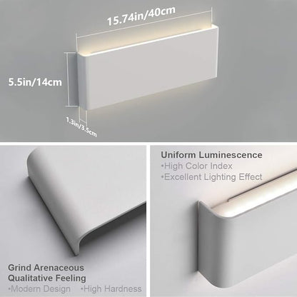 Aipsun 15.75in Matte White Modern Vanity Light Up and Down LED Vanity Light for Bathroom Wall Lighting Fixtures (Neutral White 4000K)