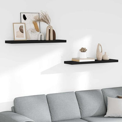 Wall Shelf Set of 2 Black Honeycomb MDF with Metal Wall Mounting, Floating Shelves for Modern Decor, Invisible Mounting System for Clean Aesthetic, Durable Storage Solution