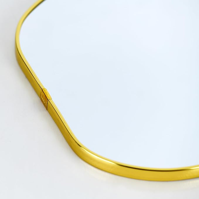 Irregular Wall Mirror, 15.6x9-inch Gold Wall-Mounted Asymmetrical Mirror, Suitable for Bathrooms, Hallways, and More (Gold)